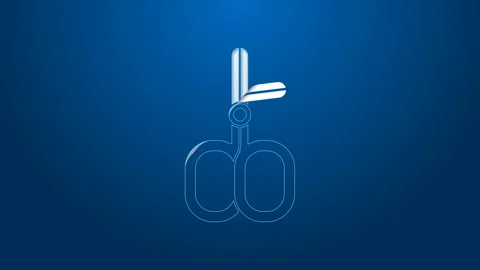 White line Nail scissors cuticle cut beauty salon icon isolated on blue Stock Footage 144293934