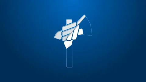 White line Native american tomahawk axe icon isolated on blue background. 4K Stock Footage 144294289
