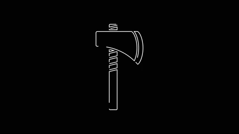 White line Native american tomahawk axe icon isolated on black background. 4K Stock-Footage 147227141