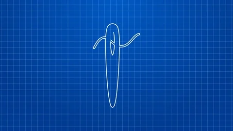 White line Needle for sewing with thread icon isolated on blue background Stock Footage 169322122