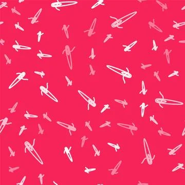 White line Needle for sewing with thread icon isolated seamless pattern on red Stock Illustration