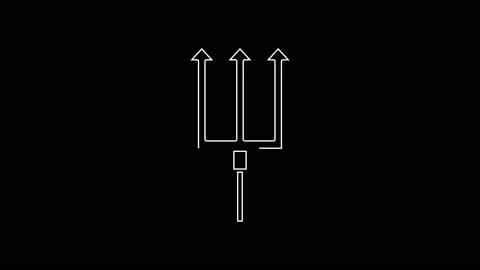 White line Neptune Trident icon isolated on black background. 4K Video motion Stock Footage 161977857
