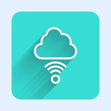 White line Network cloud connection icon isolated with long shadow background 스톡 일러스트