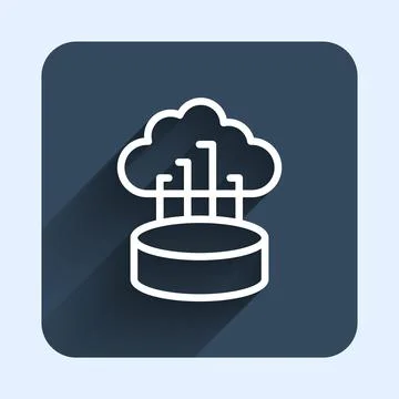 White line Network cloud connection icon isolated with long shadow background 스톡 일러스트