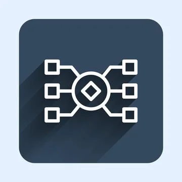 White line Neural network icon isolated with long shadow background. Artificial Stock Illustration