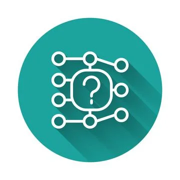 White line Neural network icon isolated with long shadow background. Artificial イラスト素材