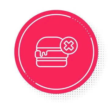 White line No burger icon isolated on white background. Hamburger icon. Che.. Stock Illustration