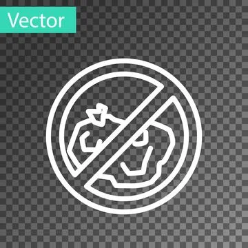 White line No trash icon isolated on transparent background.  Vector Illust.. Stock Illustration