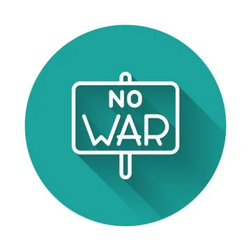 White line No war icon isolated with long shadow background. The peace symb.. 库存插图