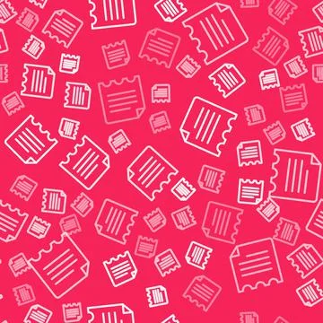 White line Notebook icon isolated seamless pattern on red background. Spiral  스톡 일러스트