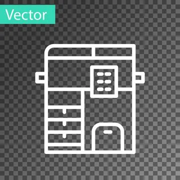 White line Office multifunction printer copy machine icon isolated on Stock Illustration