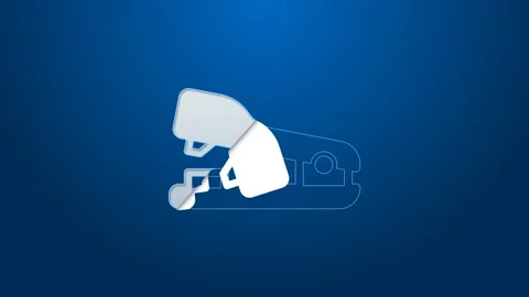 White line Office stapler icon isolated on blue background. Stapler, staple Stock Footage 159291520