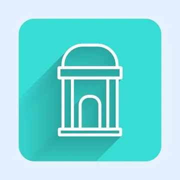 White line Old crypt icon isolated with long shadow. Cemetery symbol. Ossuary or Ilustración de archivo