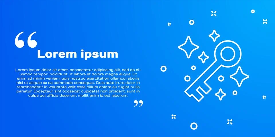 White line Old magic key icon isolated on blue background.  Vector Stock Illustration