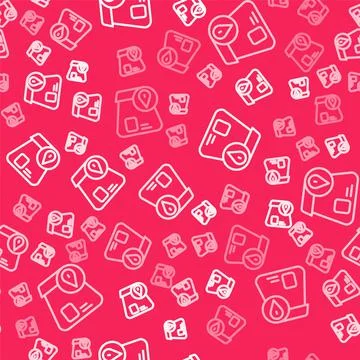 White line Online ordering and fast food delivery icon isolated seamless pattern Stock Illustration