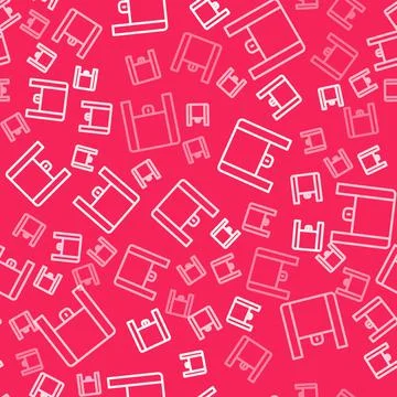 White line Online ordering and fast food delivery icon isolated seamless pattern Stock Illustration