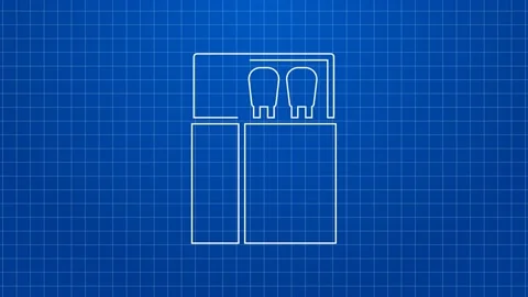 White line Open matchbox and matches icon isolated on blue background. 4K Video Stock Footage 169316967