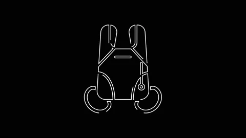 White line Parachute icon isolated on black background. Extreme sport. Sport Stock Footage 161360189