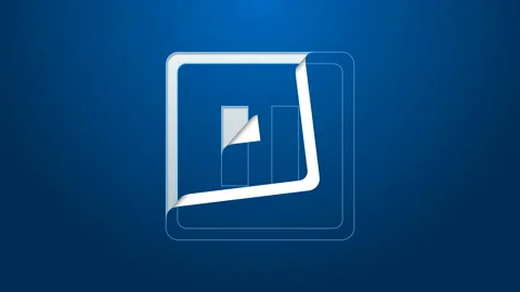 White line Pause button icon isolated on blue background. 4K Video motion Stock Footage 144078692