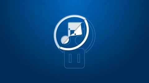 White line Pause button icon isolated on blue background. 4K Video motion Stock Footage 155546849