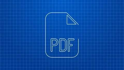 White line PDF file document. Download pdf button icon isolated on blue Video stock 169315154