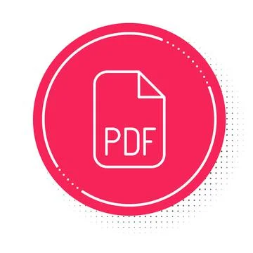 White line PDF file document. Download pdf button icon isolated on white 스톡 일러스트