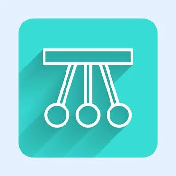 White line Pendulum icon isolated with long shadow background. Newtons cradle Stock Illustration