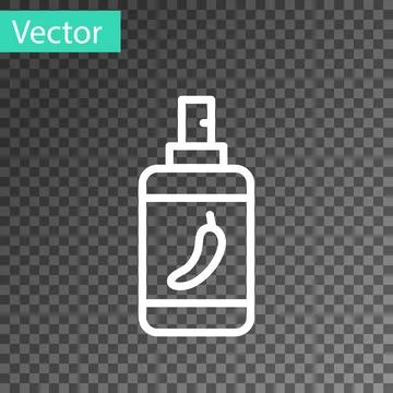 White line Pepper spray icon isolated on transparent background. OC gas. Caps Stock Illustration