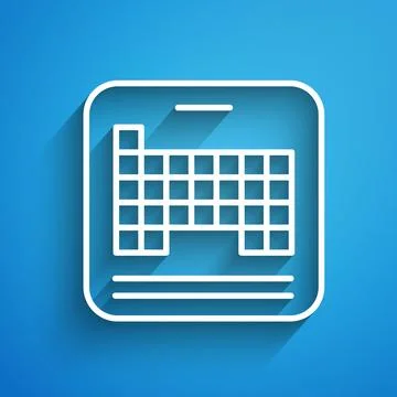 White line Periodic table of the elements icon isolated on blue background... Stock Illustration