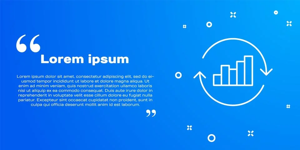 White line Pie chart infographic icon isolated on blue background. Diagram .. Stock Illustration