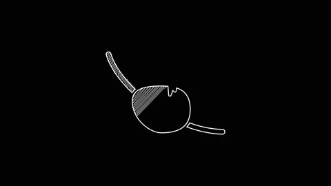 White line Pirate eye patch icon isolated on black background. Pirate accessory Stock Footage 203431899