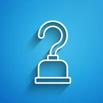 White line Pirate hook icon isolated on blue background. Long shadow. Vector Stock Illustration