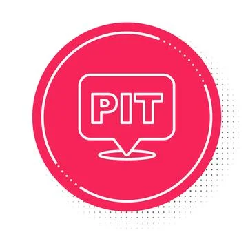 White line Pit stop icon isolated on white background. Red circle button. Vector Stock Illustration