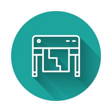 White line Plotter icon isolated with long shadow. Large format multifunction Stock Illustration