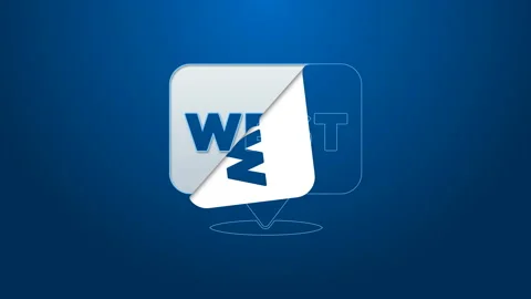 White line Pointer to wild west icon isolated on blue background. Western Stock Footage 144294554