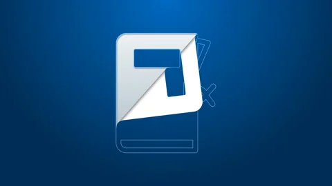 White line Police station folder icon isolated on blue background. 4K Video Video stock 144354853