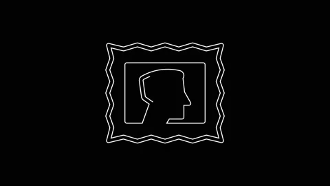White line Postal stamp icon isolated on black background. 4K Video motion Stock Footage 167593000