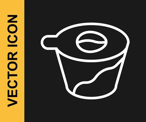 White line Pour over coffee maker icon isolated on black background. Alternative Stock Illustration