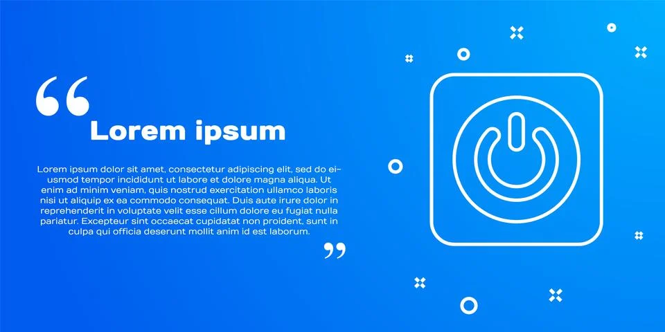 White line Power button icon isolated on blue background. Start sign. Vector Stock Illustration