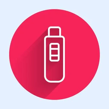 White line Pregnancy test icon isolated with long shadow background. Red ci.. Stock Illustration