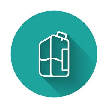 White line Printer ink bottle icon isolated with long shadow. Green circle Illustrazione stock