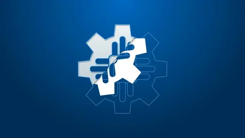 White line Processor icon isolated on blue background. CPU, central processing Stock Footage 144218908