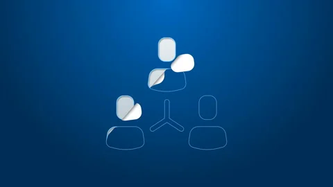 White line Project team base icon isolated on blue background. Business analysis Stock Footage 144291718