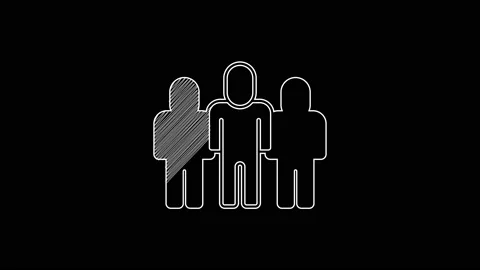 White line Project team base icon isolated on black background. Business Stock Footage 203673407