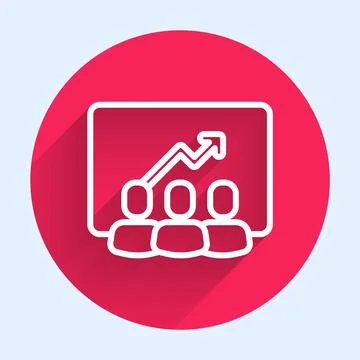 White line Project team base icon isolated with long shadow. Business analysis Stock Illustration