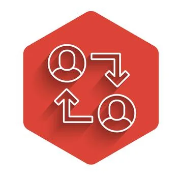 White line Project team base icon isolated with long shadow. Business analysis Stock Illustration