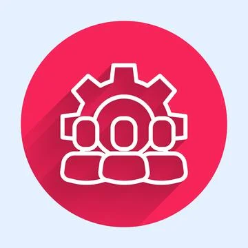 White line Project team base icon isolated with long shadow. Business analysis 스톡 일러스트