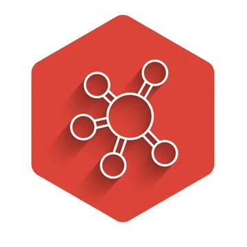 White line Project team base icon isolated with long shadow background. Business Stock Illustration