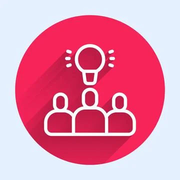 White line Project team base icon isolated with long shadow. Business analysis Stock Illustration