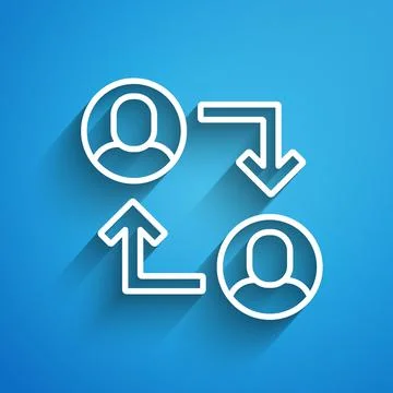 White line Project team base icon isolated on blue background. Business analysis Illustrazione stock